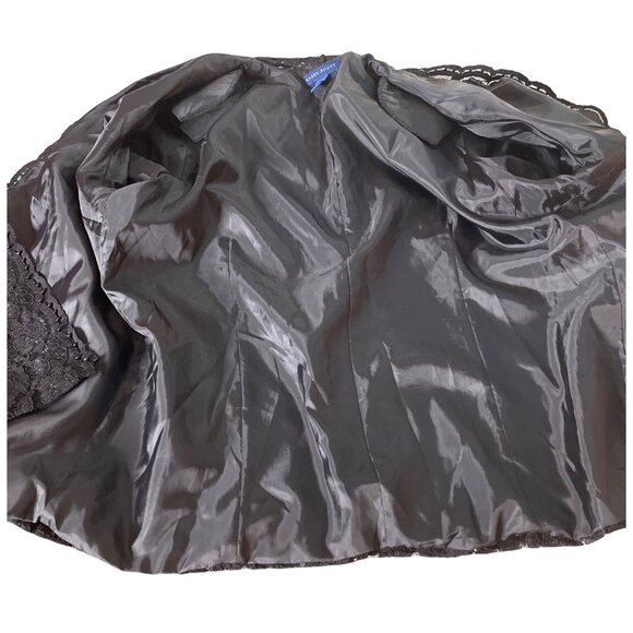 Karen Scott Black Lace Long Sleeve Beaded Dress Jacket Satin Lining Women's Sz L - Picture 6 of 9